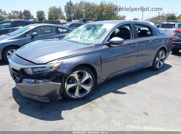1HGCV1F17JA000787 2018 HONDA ACCORD Gray Առջևի ձախ երեք քառորդ տեսարան
