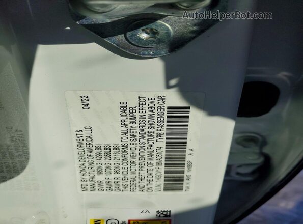 1HGCV1F18NA051074 2022 HONDA ACCORD White ძრავის განყოფილების ხედი