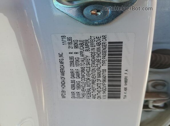 1HGCV1F19KA017155 2019 HONDA ACCORD White Widok komory silnika