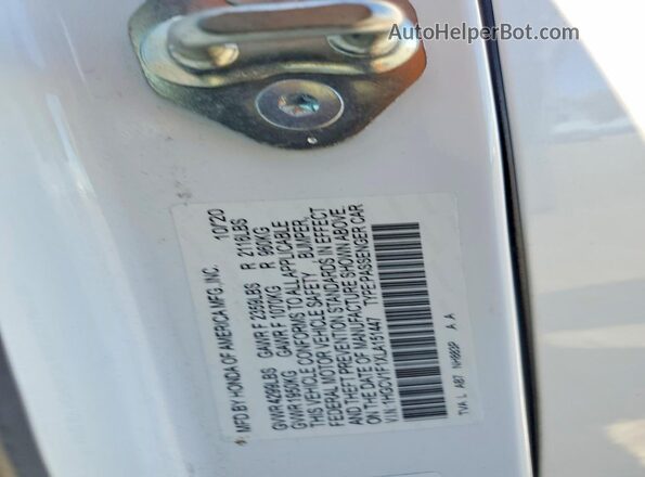 1HGCV1F1XLA151447 2020 HONDA ACCORD White 