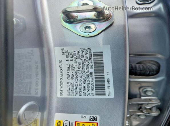 1HGCV1F30JA161659 2018 HONDA ACCORD Silver Engine compartment view