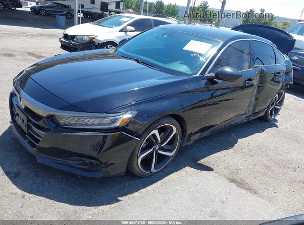 1HGCV1F30NA094597 2022 HONDA ACCORD Black Front left