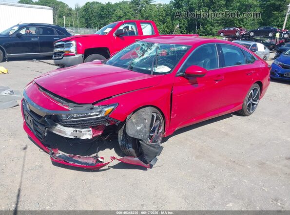 1HGCV1F31JA016629 2018 HONDA ACCORD Red Առջևի ձախ երեք քառորդ տեսարան