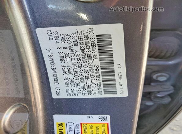 1HGCV1F31LA055482 2020 HONDA ACCORD Gray Widok komory silnika