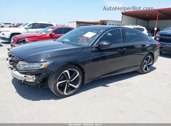 1HGCV1F32LA156224 2020 HONDA ACCORD Black წინა მარცხენა ხედი სამი მეოთხედიდან