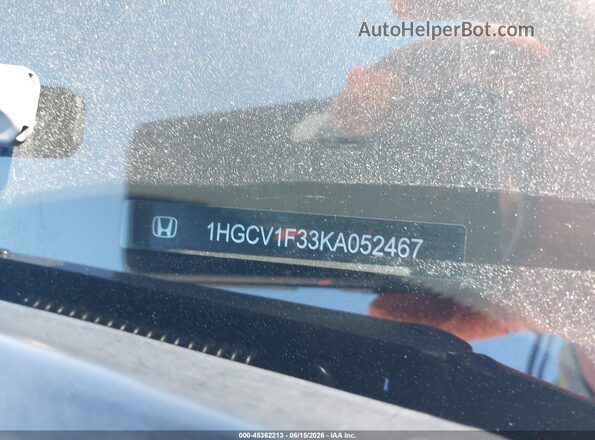 1HGCV1F33KA052467 2019 HONDA ACCORD White Շարժիչի բաժամունքի տեսք