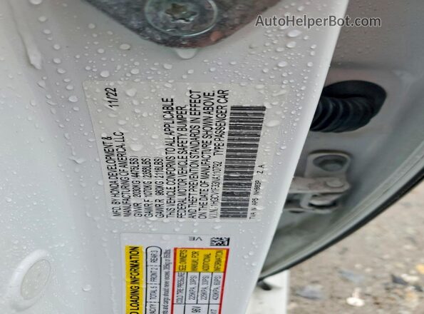 1HGCV1F33NA110792 2022 HONDA ACCORD White 