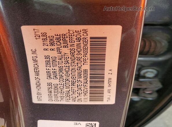 1HGCV1F34JA063699 2018 HONDA ACCORD Gray Widok komory silnika