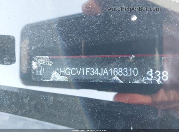 1HGCV1F34JA168310 2018 HONDA ACCORD Red ძრავის განყოფილების ხედი