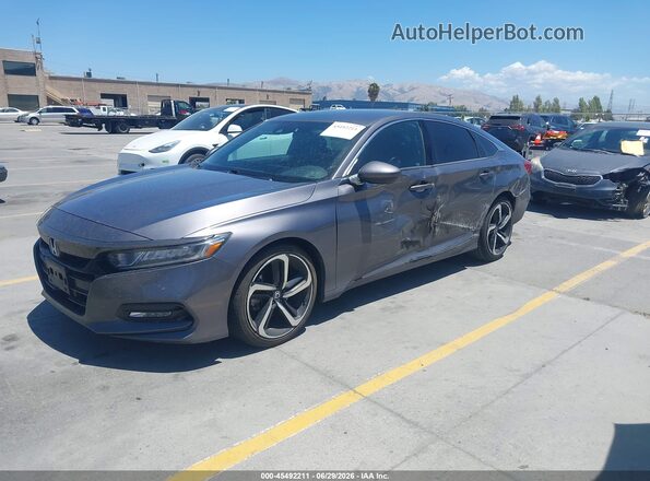 1HGCV1F34KA098289 2019 HONDA ACCORD Gray Առջևի ձախ երեք քառորդ տեսարան
