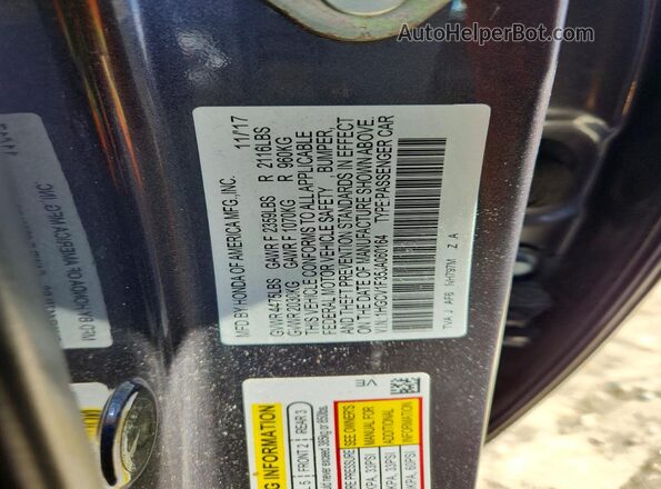 1HGCV1F35JA060164 2018 HONDA ACCORD Gray ძრავის განყოფილების ხედი