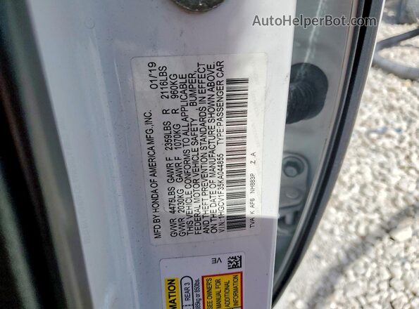 1HGCV1F35KA044855 2019 HONDA ACCORD White 