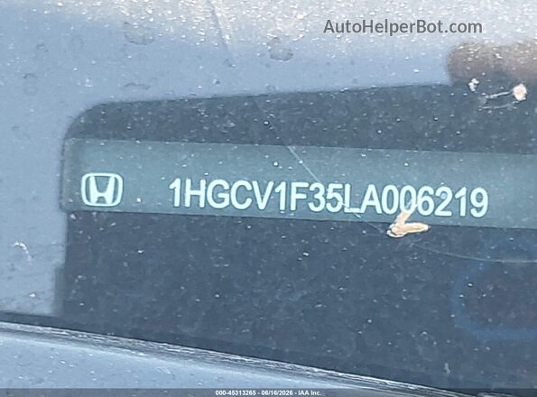 1HGCV1F35LA006219 2020 HONDA ACCORD White ძრავის განყოფილების ხედი
