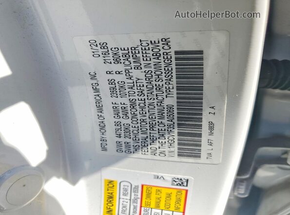 1HGCV1F35LA050690 2020 HONDA ACCORD White Widok komory silnika