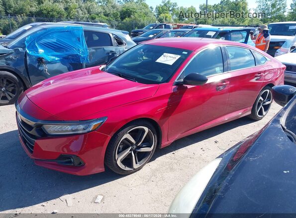 1HGCV1F35MA043837 2021 HONDA ACCORD Red Առջևի ձախ երեք քառորդ տեսարան