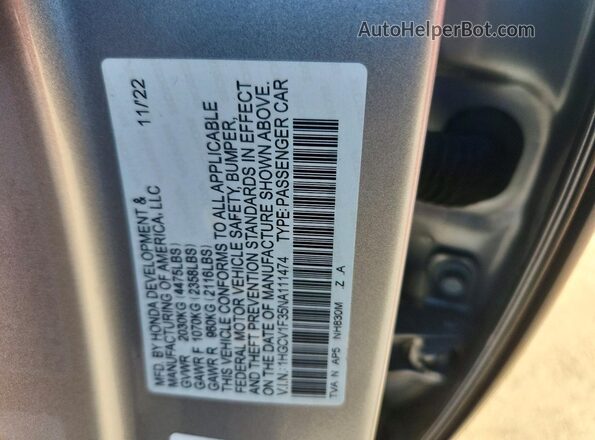 1HGCV1F35NA111474 2022 HONDA ACCORD Silver ძრავის განყოფილების ხედი