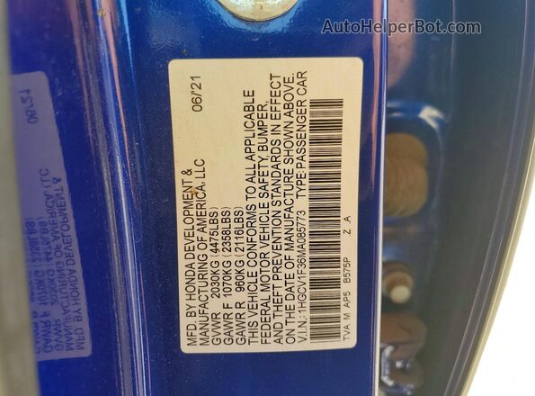 1HGCV1F36MA085773 2021 HONDA ACCORD Blue 