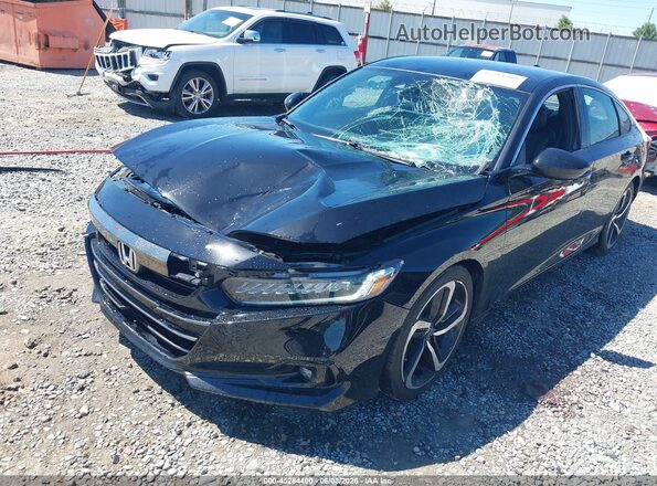 1HGCV1F36NA046120 2022 HONDA ACCORD Black Widok z przodu