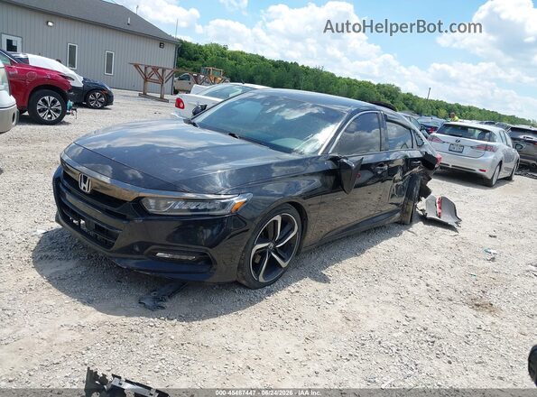 1HGCV1F37JA174697 2018 HONDA ACCORD Черный Передняя левая четверть