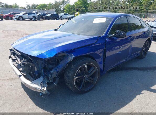 1HGCV1F37JA230122 2018 HONDA ACCORD Blue Front view