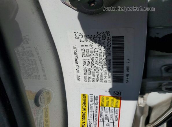 1HGCV1F37KA035283 2019 HONDA ACCORD White 