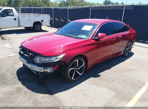 1HGCV1F37KA075279 2019 HONDA ACCORD Red Առջևի ձախ երեք քառորդ տեսարան