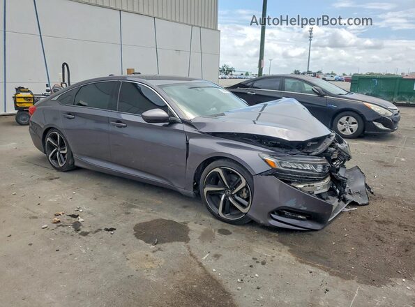 1HGCV1F37KA109396 2019 HONDA ACCORD Gray Przód prawy