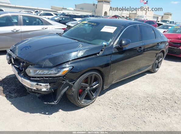 1HGCV1F37KA158937 2019 HONDA ACCORD Черный Передняя левая четверть