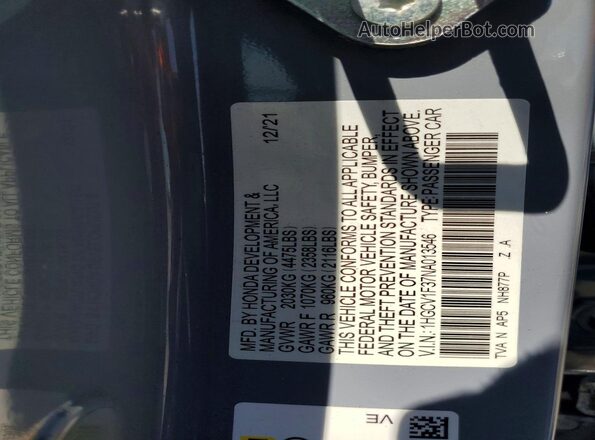 1HGCV1F37NA013546 2022 HONDA ACCORD Silver 
