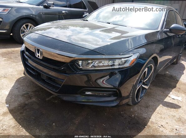 1HGCV1F38JA020497 2018 HONDA ACCORD Black წინა მარცხენა ხედი სამი მეოთხედიდან