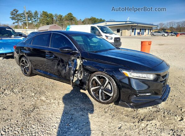 1HGCV1F38JA059462 2018 HONDA ACCORD Black Przód prawy