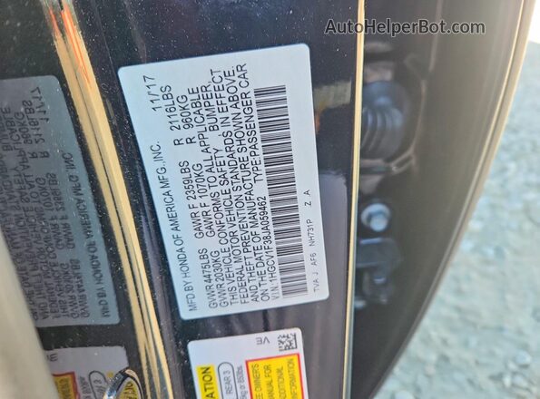 1HGCV1F38JA059462 2018 HONDA ACCORD Black Widok komory silnika