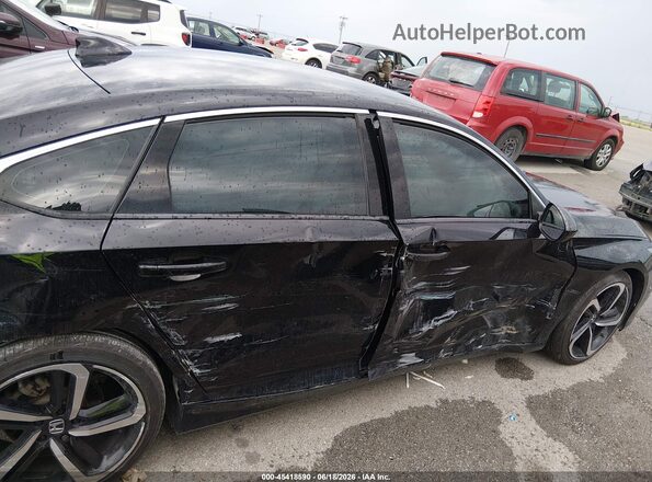 1HGCV1F38JA142440 2018 HONDA ACCORD Черный Вид задней части салона