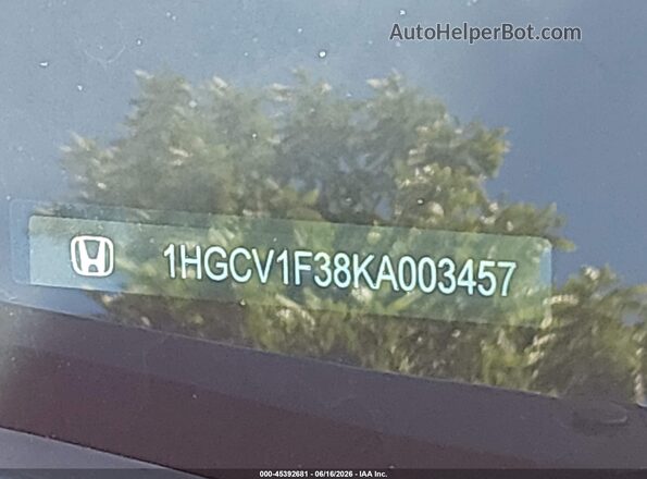 1HGCV1F38KA003457 2019 HONDA ACCORD Red Вид підкапотного простору