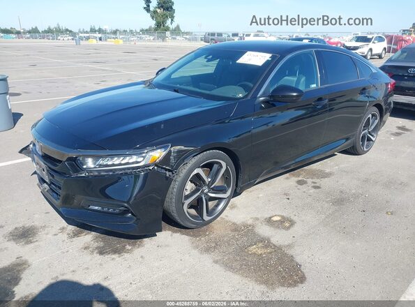 1HGCV1F38KA025703 2019 HONDA ACCORD Black Առջևի ձախ երեք քառորդ տեսարան