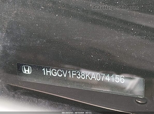 1HGCV1F38KA074156 2019 HONDA ACCORD Black Widok komory silnika