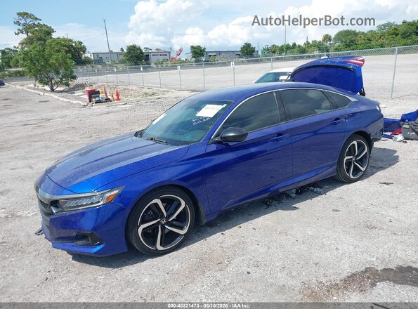 1HGCV1F38MA007379 2021 HONDA ACCORD Blue წინა მარცხენა ხედი სამი მეოთხედიდან