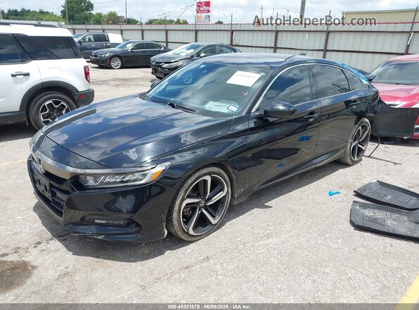 1HGCV1F39JA125940 2018 HONDA ACCORD Black წინა მარცხენა ხედი სამი მეოთხედიდან