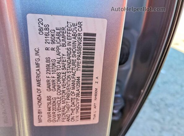 1HGCV1F39LA125844 2020 HONDA ACCORD Silver Շարժիչի բաժամունքի տեսք