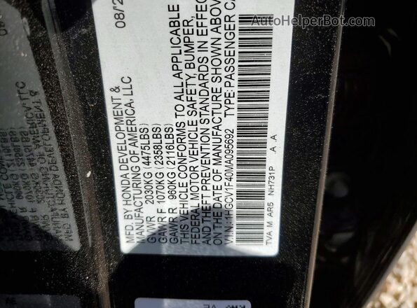 1HGCV1F40MA095692 2021 HONDA ACCORD Black Widok naklejki z numerem VIN