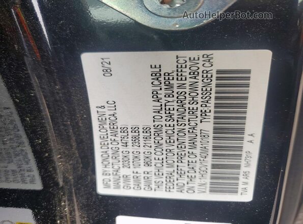 1HGCV1F40MA101877 2021 HONDA ACCORD Black ძრავის განყოფილების ხედი