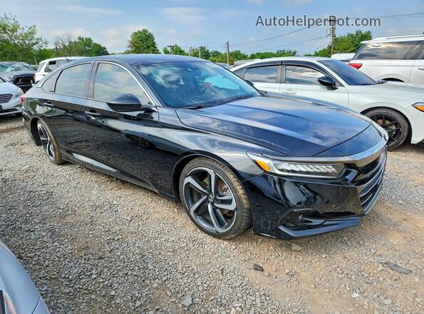 1HGCV1F41MA119014 2021 HONDA ACCORD Black Front right