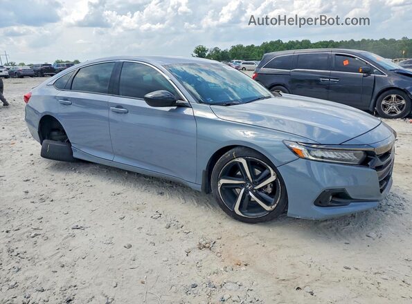 1HGCV1F43MA007654 2021 HONDA ACCORD Синий Передняя правая четверть