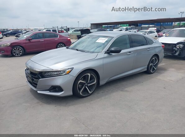 1HGCV1F43MA051704 2021 HONDA ACCORD Silver Przód lewy