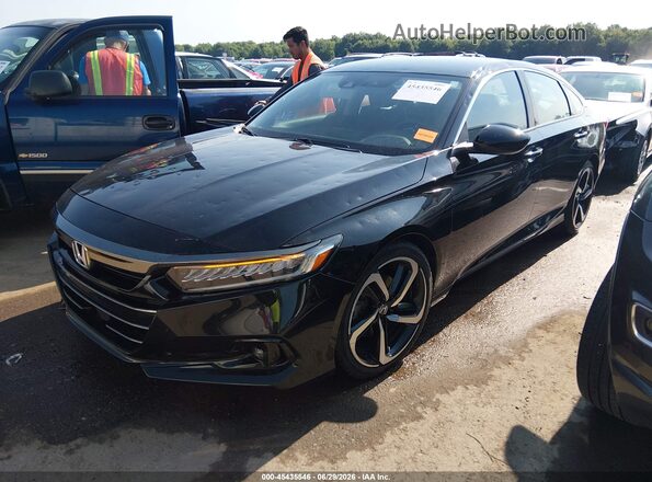 1HGCV1F44MA080225 2021 HONDA ACCORD Black Առջևի ձախ երեք քառորդ տեսարան
