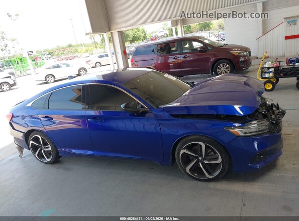1HGCV1F45NA009262 2022 HONDA ACCORD Синий Вид задней части салона