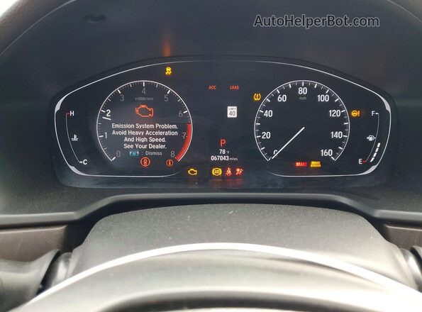 1HGCV1F46KA022744 2019 HONDA ACCORD White Instrument cluster view