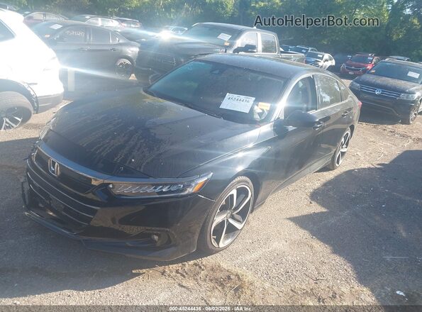 1HGCV1F47NA010168 2022 HONDA ACCORD Black წინა მარცხენა ხედი სამი მეოთხედიდან