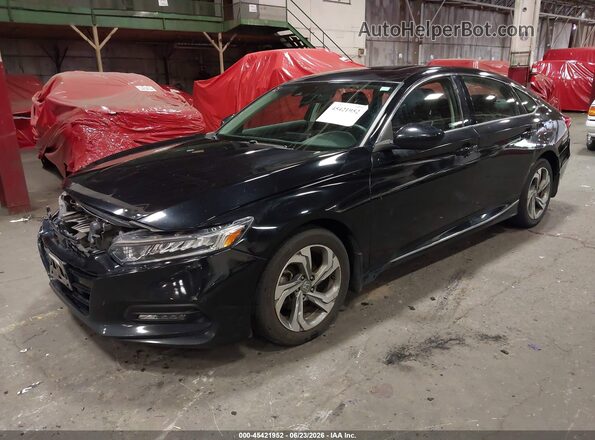1HGCV1F49JA055557 2018 HONDA ACCORD Black წინა მარცხენა ხედი სამი მეოთხედიდან