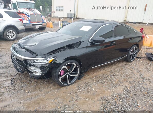 1HGCV1F49JA055607 2018 HONDA ACCORD Черный Передняя левая четверть